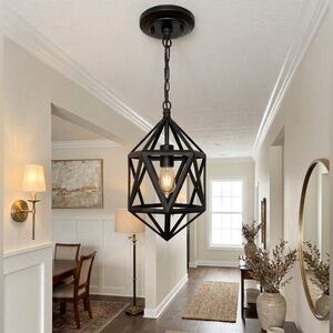 Modern Black Brown Geometric Pendant Light Home Accents